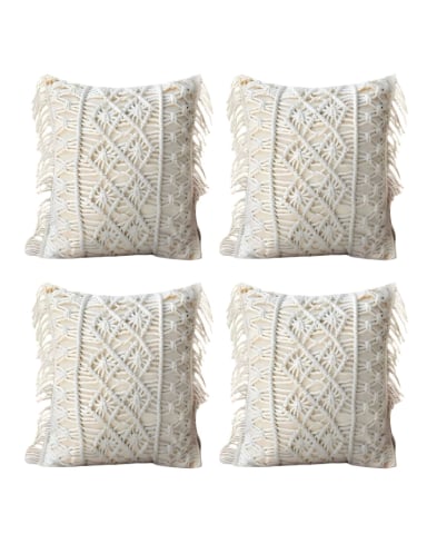 SET DE 4 FUNDAS DE COJIN ESTILO BOHEMIO 45X45 CM BLANCO 01 - 1