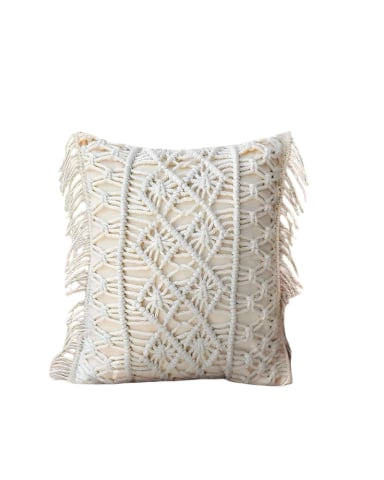 SET DE 4 FUNDAS DE COJIN ESTILO BOHEMIO 45X45 CM BLANCO 01 - 2