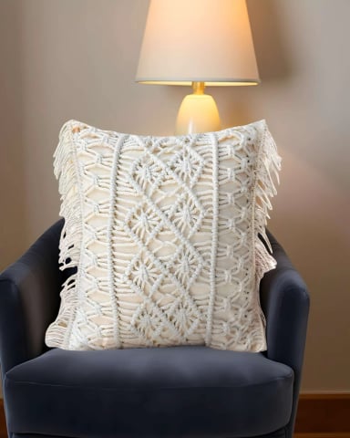 SET DE 4 FUNDAS DE COJIN ESTILO BOHEMIO 45X45 CM BLANCO 01 - 4