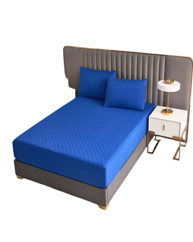 CUBRECOLCHON IMPERMEABLE 2 PLAZAS AZUL - 1