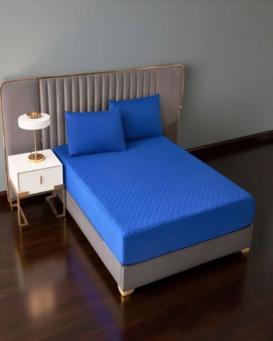 CUBRECOLCHON IMPERMEABLE 2 PLAZAS AZUL - 3