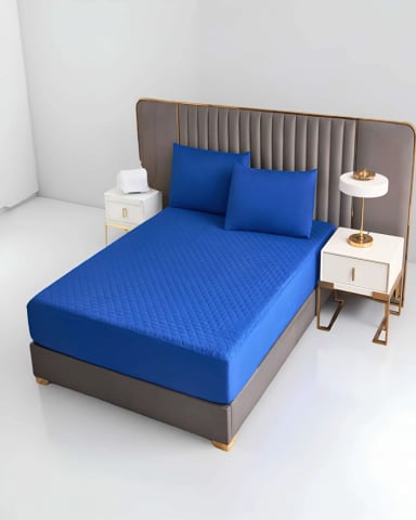 CUBRECOLCHON IMPERMEABLE 2 PLAZAS AZUL - 4