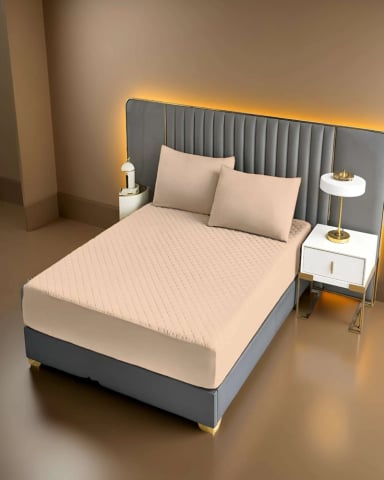 CUBRECOLCHON IMPERMEABLE 2 PLAZAS BEIGE - 4