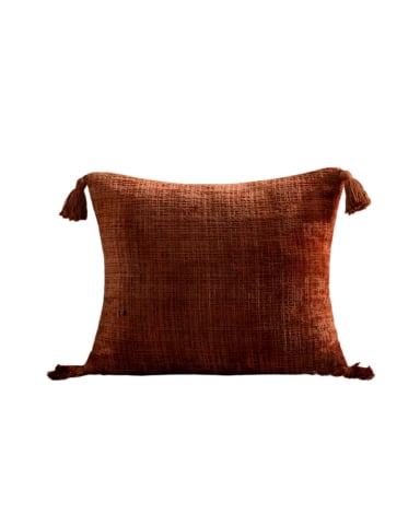 SET DE 2 FUNDAS DE COJIN CHENILLE CON BORLAS 45X45 NARANJA - 2