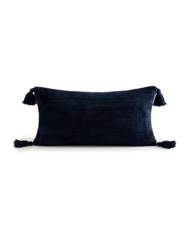 SET DE 2 FUNDAS DE COJIN CHENILLE CON BORLAS 30X50 AZUL OSCURO - 2
