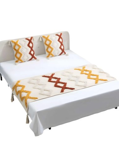 PIECERA BORDADA CON DOS FUNDAS MODELO BOHO BEIGE 05 - 1