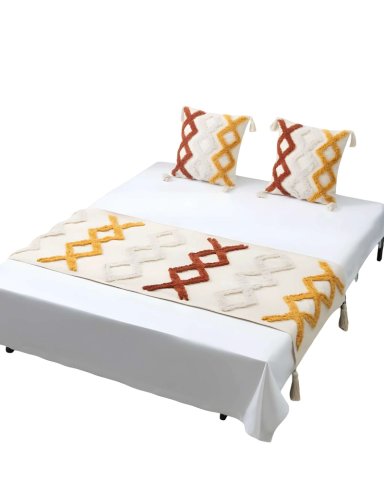 PIECERA BORDADA CON DOS FUNDAS MODELO BOHO BEIGE 05 - 2