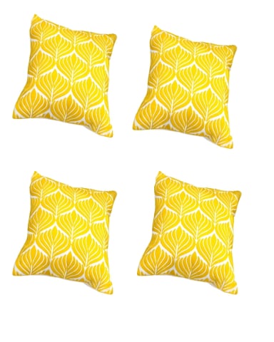PACK DE 4 FUNDAS DE COJIN BORDADAS 45X45CM AMARILLO - 1