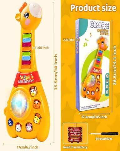 GUITARRA INFANTIL SONIDO DE LUCES DIDACTICO PIANO EDUCATIVO AMARILLO - 5