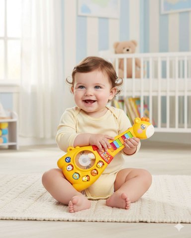 GUITARRA INFANTIL SONIDO DE LUCES DIDACTICO PIANO EDUCATIVO AMARILLO - 6
