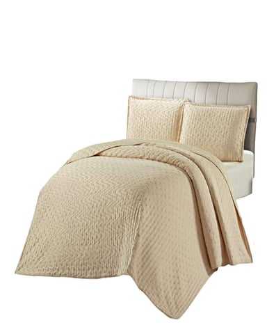 CUBRECAMA DELGADO SEMI ACOLCHADO 2 PLAZAS 230X250 CM BEIGE 03 - 1