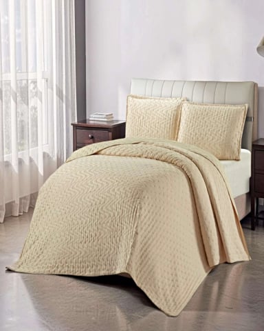 CUBRECAMA DELGADO SEMI ACOLCHADO 2 PLAZAS 230X250 CM BEIGE 03 - 3