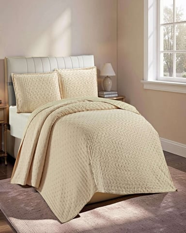 CUBRECAMA DELGADO SEMI ACOLCHADO 2 PLAZAS 230X250 CM BEIGE 03 - 4
