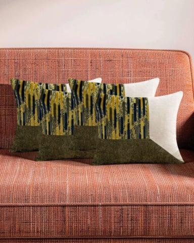SET DE 4 FUNDAS DE COJIN CHENILLE DE EMPALME MULTICOLOR 6 - 3