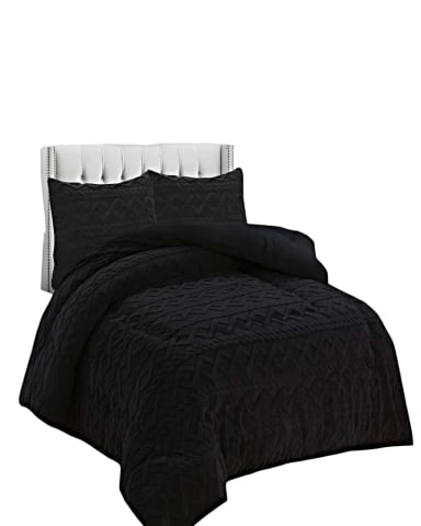 COBERTOR DE INVIERNO CON TEXTURA 2 PLAZAS 230X250CM NEGRO - 1