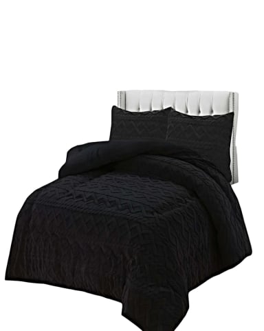 COBERTOR DE INVIERNO CON TEXTURA 2 PLAZAS 230X250CM NEGRO - 2