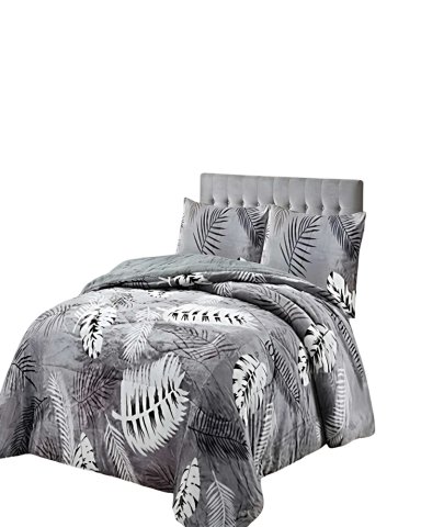 COBERTOR DE INVIERNO PLUSH 1.5 PLAZA 180X200CM GRIS CLARO 1 - 2