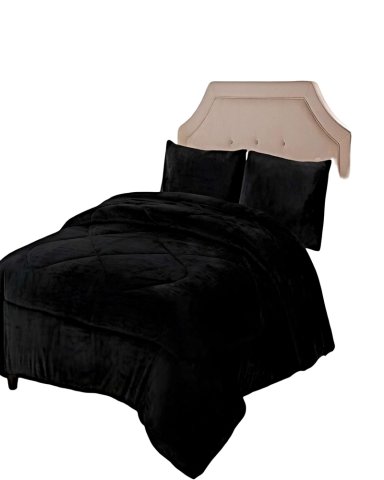 COBERTOR DE INVIERNO PLUSH 1.5 PLAZA 180X200CM NEGRO 1 - 2