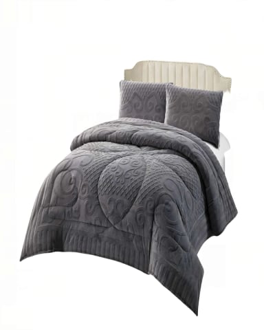 PLUMON CON TEXTURA DE RELIEVE  2 PLAZA COLOR GRIS - 1