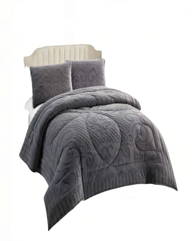 PLUMON CON TEXTURA DE RELIEVE  2 PLAZA COLOR GRIS - 2
