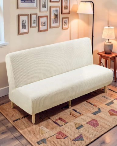 FUNDA PARA SILLON FUTON CUADRILLE COLOR BLANCO - 3