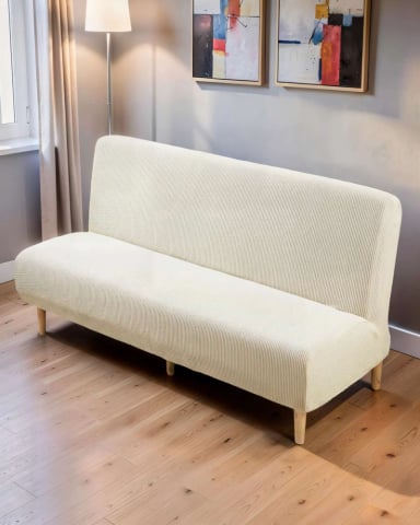 FUNDA PARA SILLON FUTON CUADRILLE COLOR BLANCO - 4