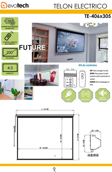 TELÓN EVOTECH TE-406X305 ELECTRICO 406×305 CM INCLUYE CONTROL REMOTO - 4