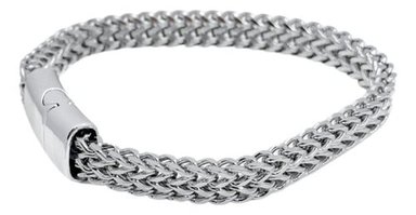 PULSERA HOMBRE CADENA CUBANA, ACERO INOXIDABLE, REGALO PLATEADO 8 CM 53.34 CM - 1