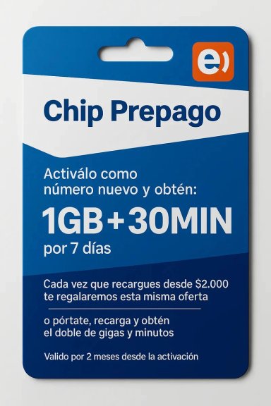 CHIP PREPAGO ENTEL 1GB + 30 MINUTOS E SIM 3 EN 1 - 1