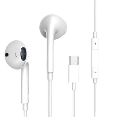 AUDIFONOS TIPO C PARA IPHONE 15 Y 16 BLANCO CON MICROFONO - 1
