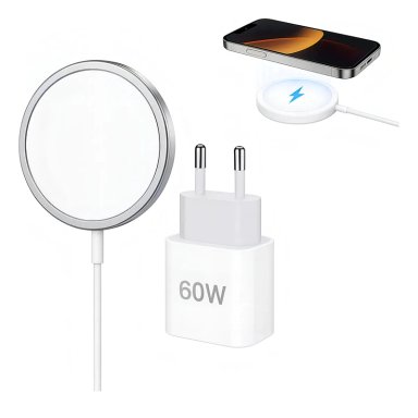 KIT CARGADOR MAGNE TICO INALAMBRICO 15W CON ADAPTADOR 60W Y COMPATIBLE CON IPHONE - 2