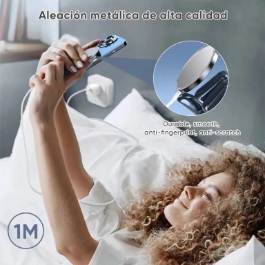 KIT CARGADOR MAGNE TICO INALAMBRICO 15W CON ADAPTADOR 60W Y COMPATIBLE CON IPHONE - 4