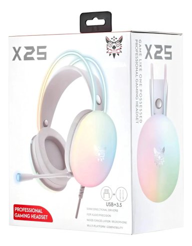 AUDIFONOS GAMER ONIKUMA X25 RGB MICROFONO COMP. PC PS4 PS5 COLOR BLANCO - 4