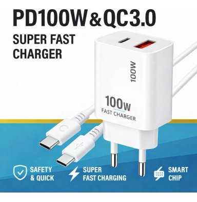 CARGADOR RAPIDO 100W TIPO C PARA SAMSUNG GALAXY S23 S23+ S23 ULTRA S22 S22+ S22 ULTRA - 1