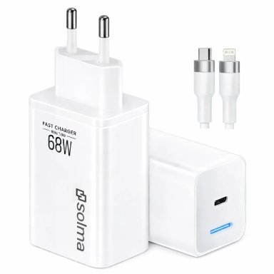KIT CARGADOR SUPER RAPIDO 68W PARA IPHONE 8 X XR 11 12 13 14 PRO MAX CON CABLE 1M Y BOLSO - 4