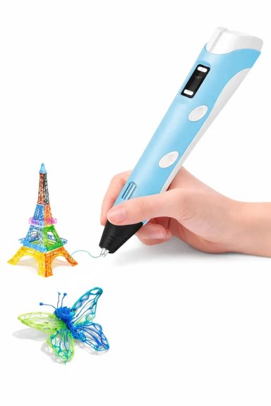 LAPIZ DE IMPRESION 3D RECARGABLE CON PANTALLA LCD DIGITAL BASE SOPORTE COMPATIBLE PLA ABS COLOR AZUL - 1