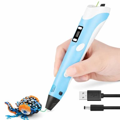 LAPIZ DE IMPRESION 3D RECARGABLE CON PANTALLA LCD DIGITAL BASE SOPORTE COMPATIBLE PLA ABS COLOR AZUL - 5
