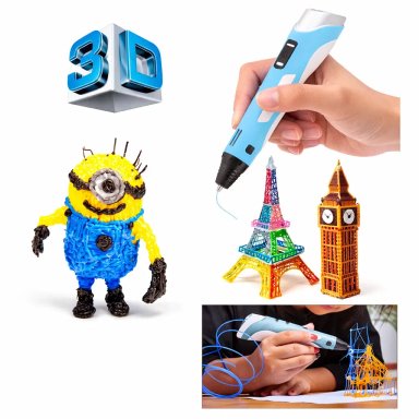 LAPIZ DE IMPRESION 3D RECARGABLE CON PANTALLA LCD DIGITAL BASE SOPORTE COMPATIBLE PLA ABS COLOR AZUL - 7