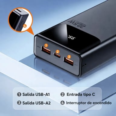 POWER BANK 20000MAH CARGA RÁPIDA 22.5W CON PANTALLA DIGITAL PORTÁTIL - 4