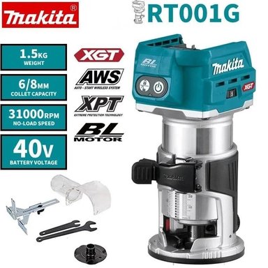 FRESADORA 40V ROUTER 6-8MM TUPI REBAJADORA MAKITA RT001GZ07// SIN CARGADOR NI BATERIAS - 1