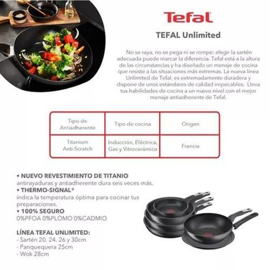 SARTEN 26 CM UNLIMITED TEFAL COLOR NEGRO - 3