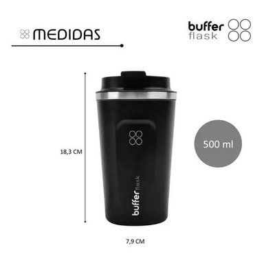 TERMO PARA CAFE VASO TÉRMICO MUG BUFFER 500ML 17OZ SELLABLE COLOR NEGRO - 5