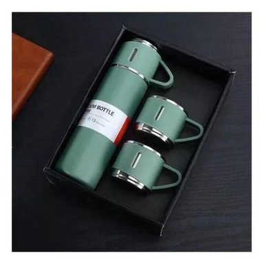TERMO 500 ML CON TAZA PARA TÉ Y CAFÉ ACERO INOXIDABLE VERDE - 3