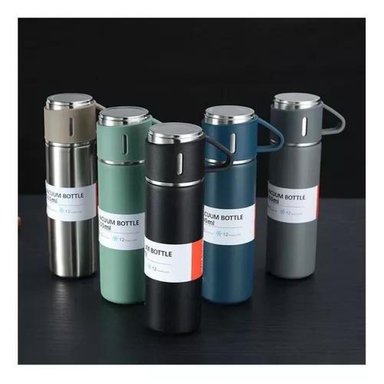 TERMO INDIVIDUAL 500 ML BOTELLA TERMO PARA COMIDA TERMO MAT COLOR VERDE - 6