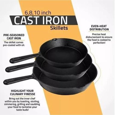 4PCS SARTENES DE HIERRO FUNDIDO SKILLET SET DE SARTENES - 4