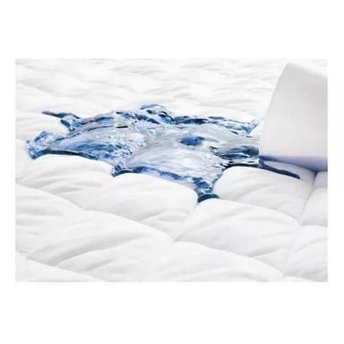 CUBRECOLCHÓN 2 PLAZAS ALGODÓN BLANCO ACOLCHADO + 2 FUNDAS ALMOHADA IMPERMEABLE - 3