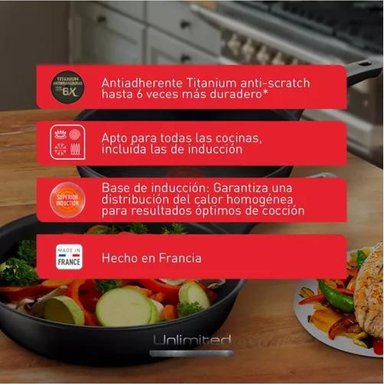SARTEN TEFAL G2550702 30 CM UNLIMITED TEFAL COLOR NEGRO - 4