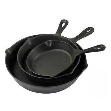 SARTENES DE HIERRO FUNDIDO JUEGO DE SARTENES 3 PIEZAS CUKIN NEGRO - 1