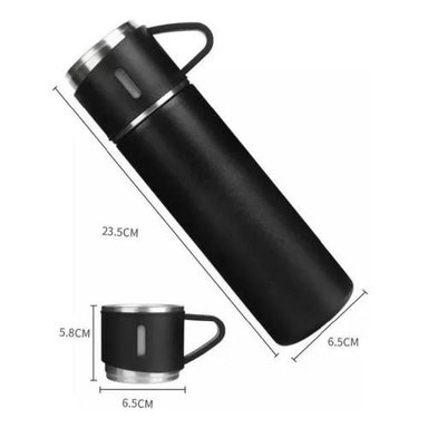SET TERMO PARA AGUA CALIENTE/FRÍA + 3 TAZAS 500 ML CAFE MATE COLOR GRIS - 2
