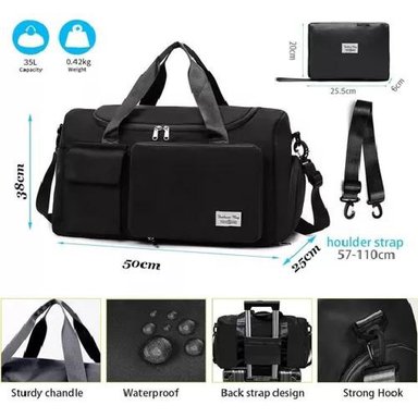 BOLSO VIAJE DEPORTIVO 35 LITROS COLOR NEGRO POLIÉSTER - 4